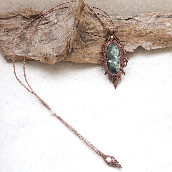 セラフィナイトマクラメネックレス｜天然石エスニックアジアンエキゾチックなアクセサリーmac443 7枚目の画像