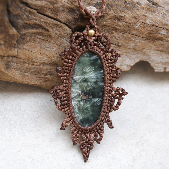 セラフィナイトマクラメネックレス｜天然石エスニックアジアンエキゾチックなアクセサリーmac443 12枚目の画像