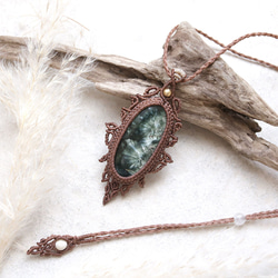 セラフィナイトマクラメネックレス｜天然石エスニックアジアンエキゾチックなアクセサリーmac443 1枚目の画像