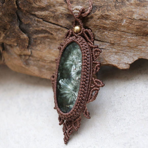 セラフィナイトマクラメネックレス｜天然石エスニックアジアンエキゾチックなアクセサリーmac443 6枚目の画像