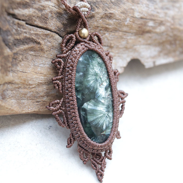 セラフィナイトマクラメネックレス｜天然石エスニックアジアンエキゾチックなアクセサリーmac443 5枚目の画像