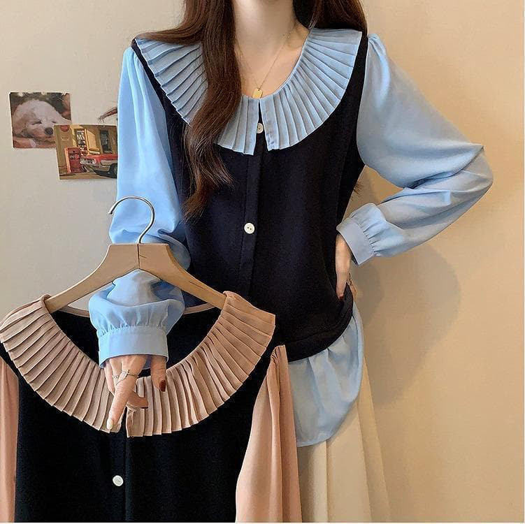 大きいサイズ レディース トップス　フリル　シャツ 春 秋冬 可愛い　長袖　韓国