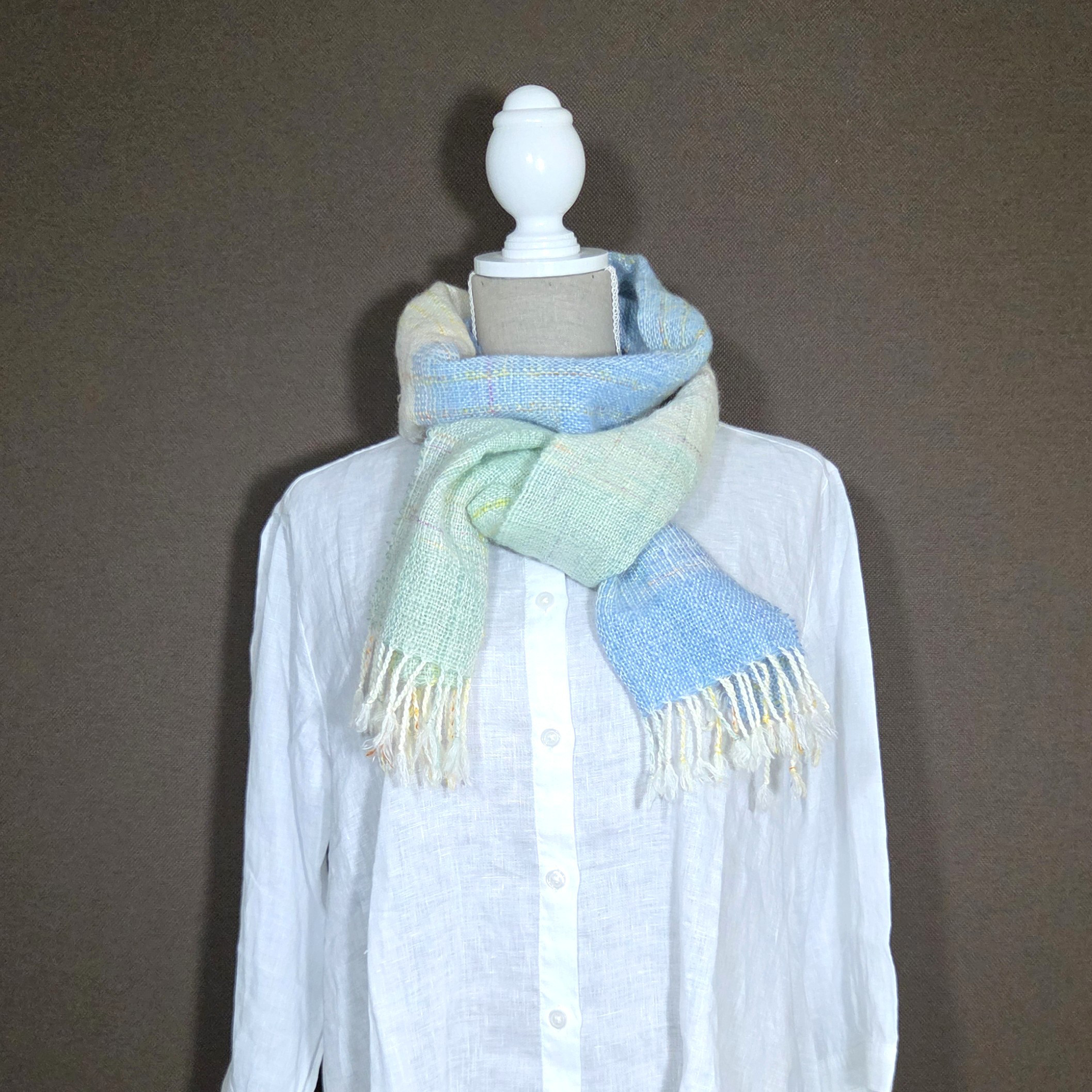 手織り　薄軽ふわふわモヘアマフラー　作品26010