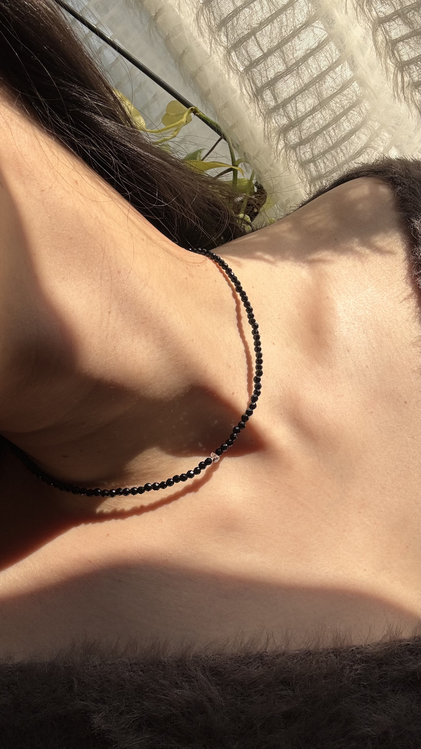 カラスの涙‍⬛黒水晶　ハーキマーダイヤモンド　ネックレス