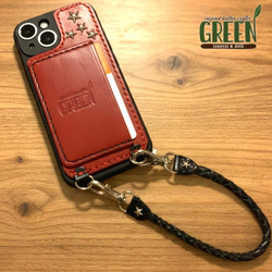 2枚ポケット付き 栃木レザーiPhoneケース キャメル スマホケース 手帳