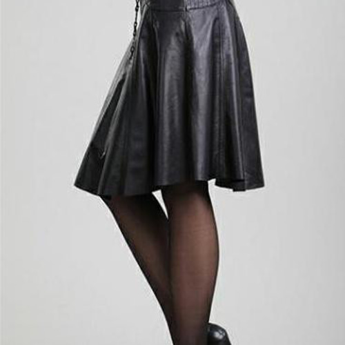 新品レディース高級 本革↑超ソフトなラムレザースカート黒