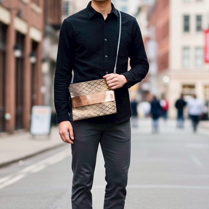 【送料無料】バッグ　男性　クラッチ　おしゃれ　サムライ一文字クラッチ/ショルダー　幻の花菱　ギフトラッピング対応