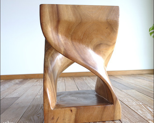 無垢材 ウェーブスツールNA03 イス 天然木 椅子 ベンチ 木製スツール