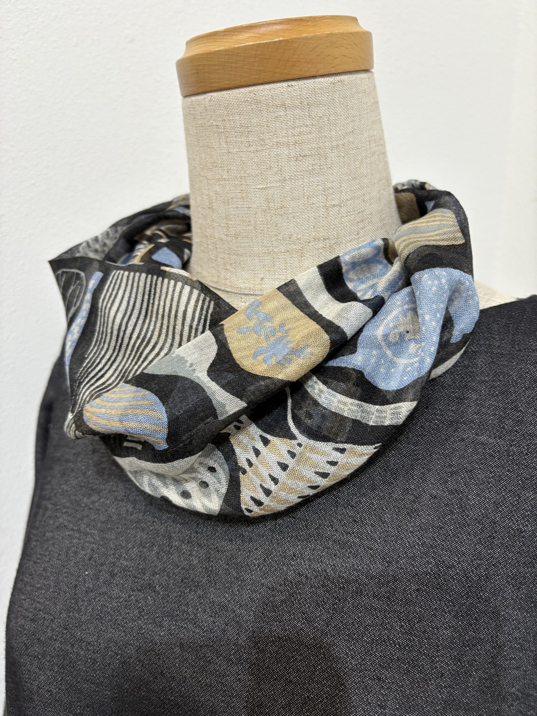 シルクカシミヤ　スティグリンドベリコラボ　楽らくスカーフLink | ポテリー　グレー