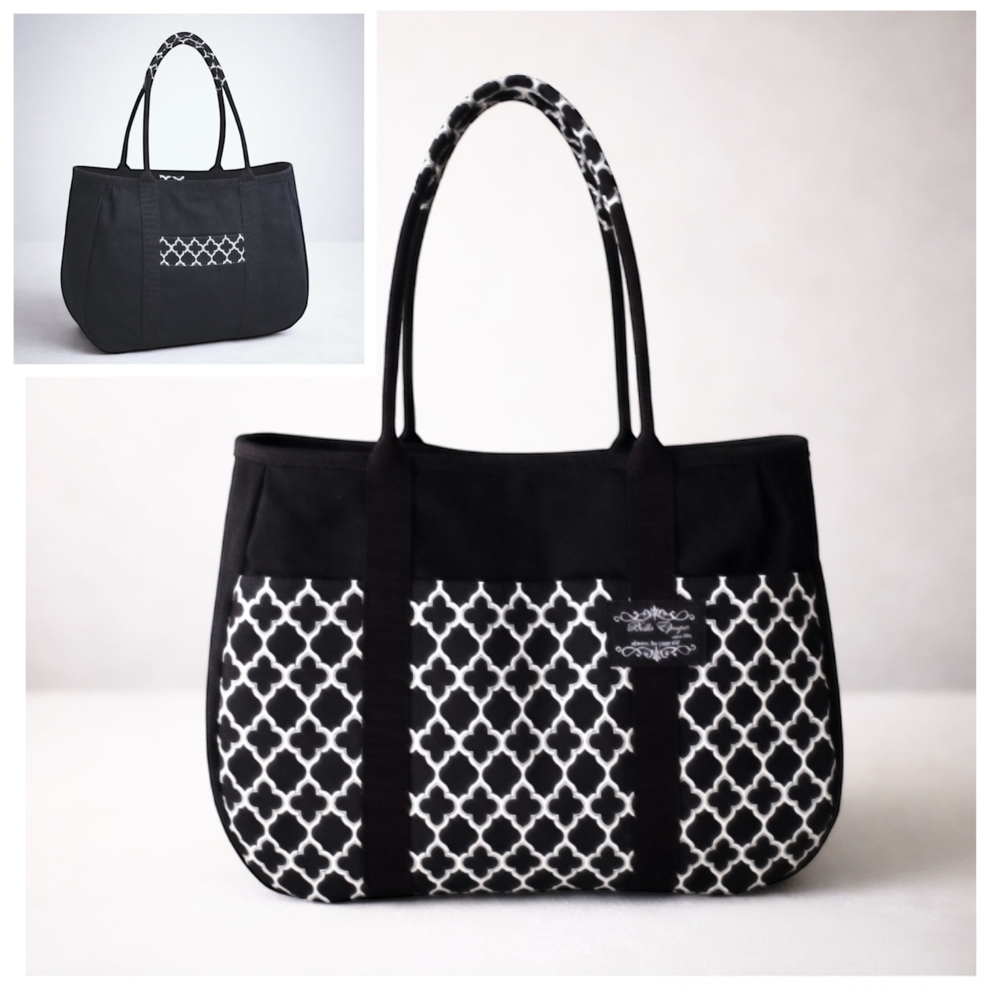 2カラー｜ A4対応 ｜2WAY｜トートバッグ｜通勤・お出かけ・育児｜モロッカン柄｜前面・内側3分割ポケット付