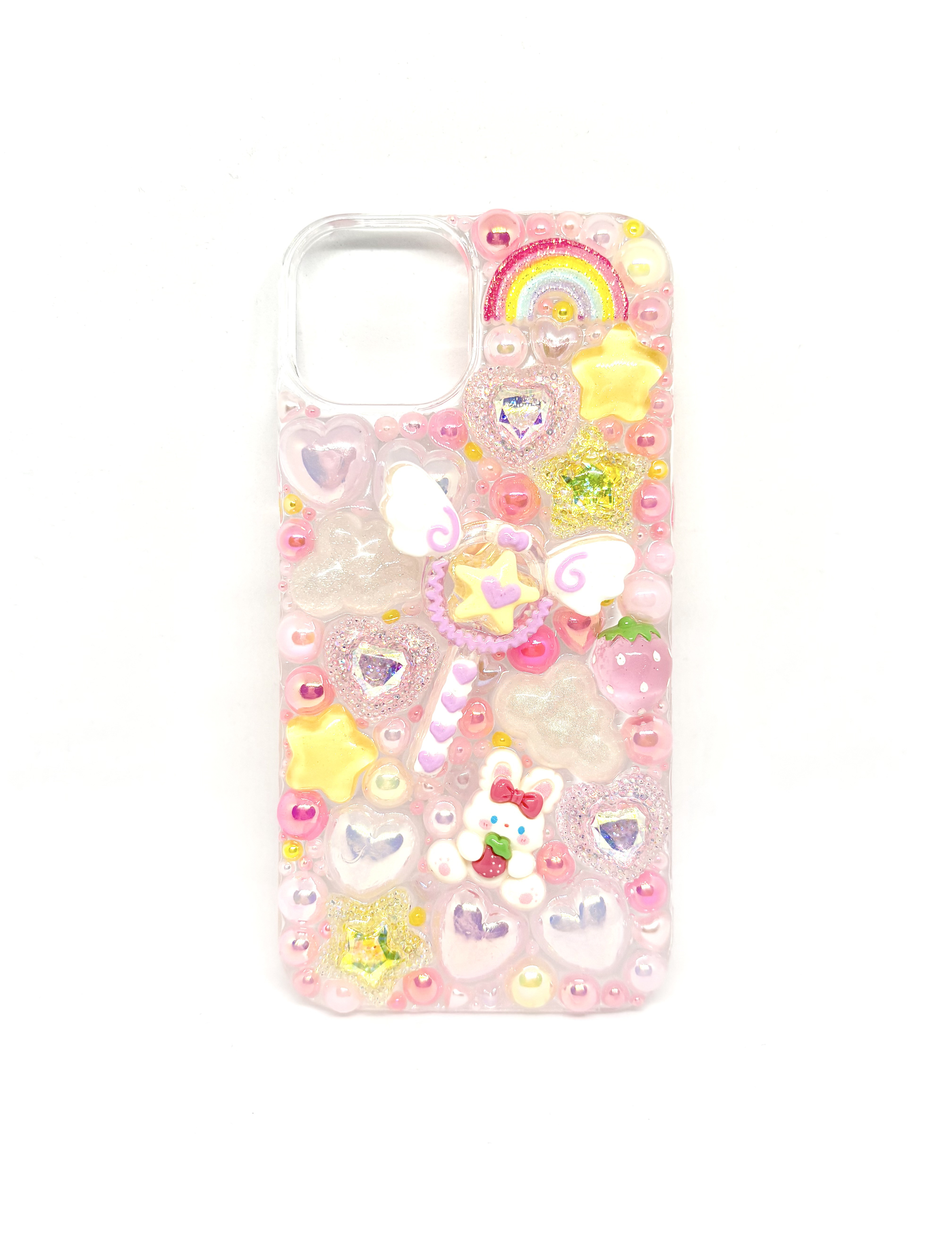 【iPhone 14/13用】 ミラクルステッキピンクハートデコスマホケース♡