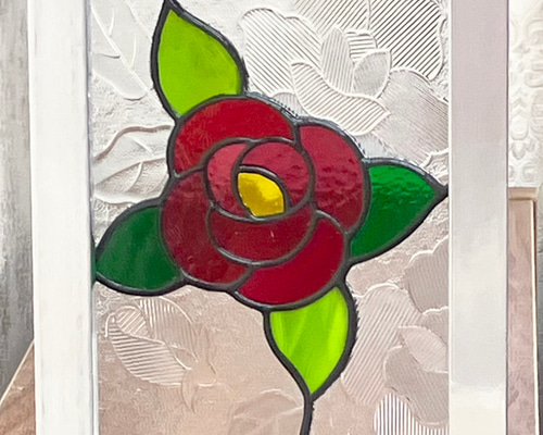 ステンドグラスの薔薇のパネル ハンドメイド その他インテリア雑貨