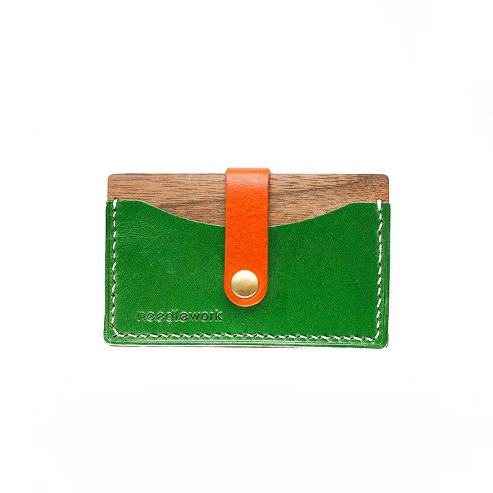 NEEDLEWORK オーダーメイド 手作り 本革 & ウッドシリーズ カードホルダー