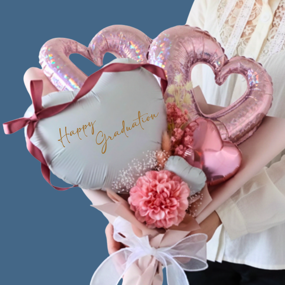 【卒業・入学】ハート祝いバルーンブーケ｜卒業・結婚・門出のお祝いに 送別ギフト 結婚祝い ウェディングアイテム