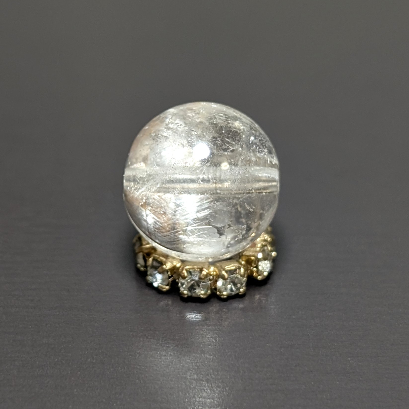 【キラキラ輝くブルッカイト】プラチナルチルクォーツ 一点物 8ミリ 粒売り 貫通穴あり お守り天然石 プレゼント ギフト