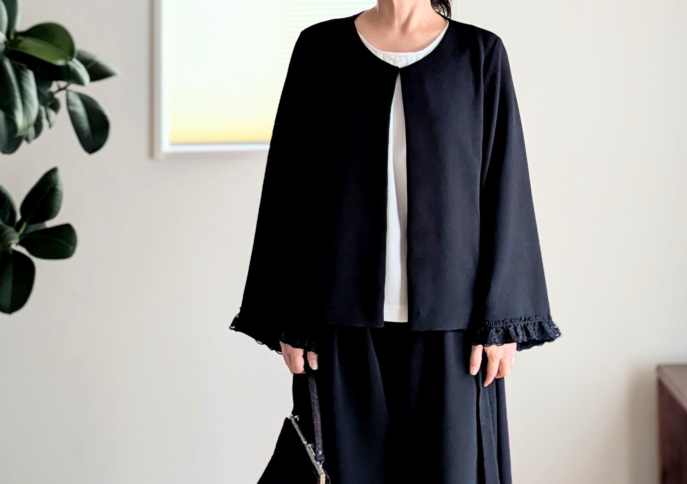 ✿二越ちりめん✿洗えるフォーマル綺麗めボレロ✿袖口レース✿シワになりにくい♪ 　卒業式　入学式