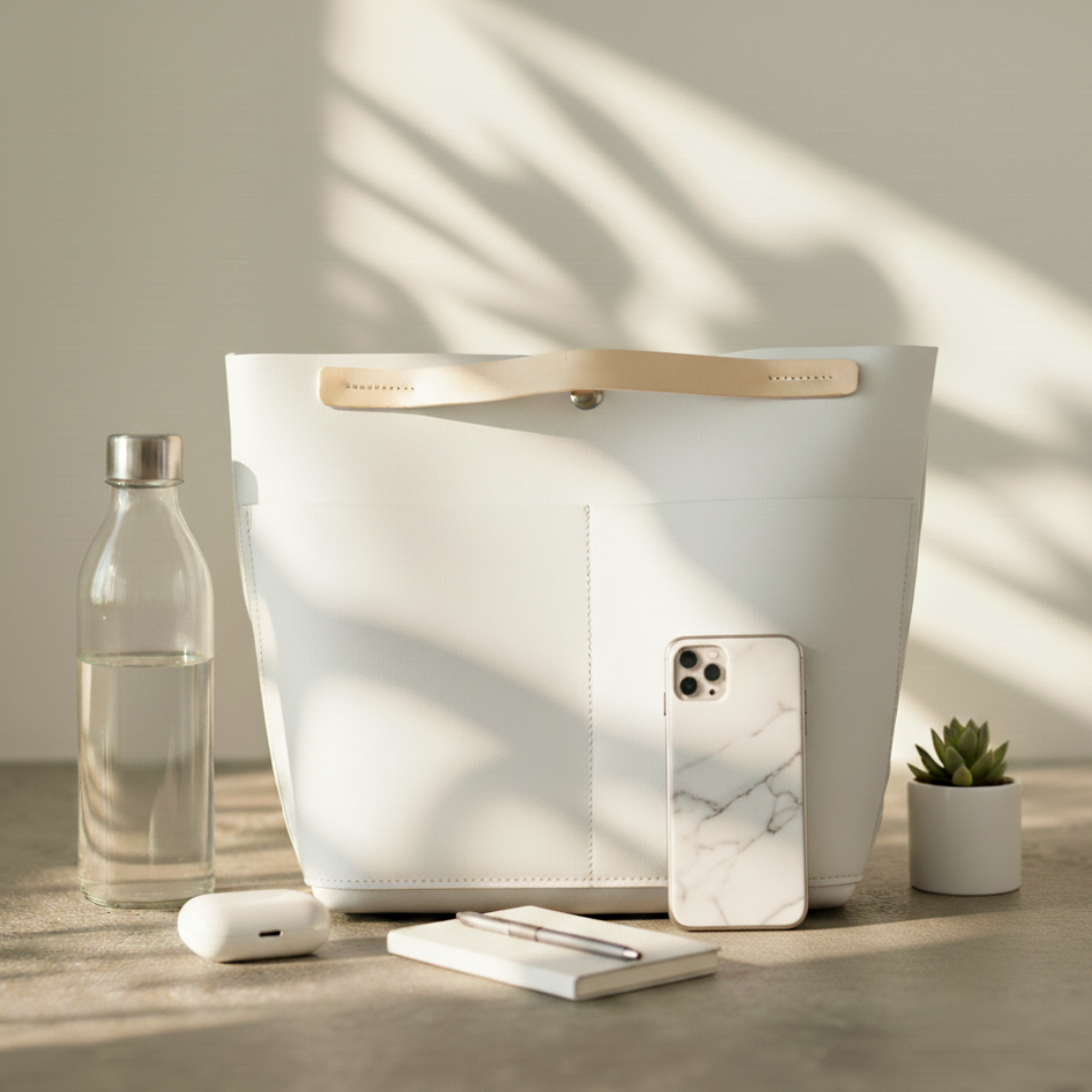 【送料無料】防水・撥水・超軽量 ダイニーマレザー トート｜バッグインバッグ対応  ミニトート　ブラック グレー ホワイト