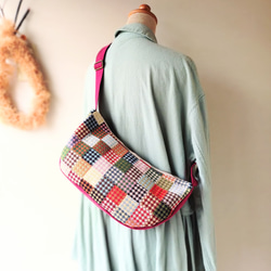 ミナペルホネン りんごの刺繍[mela]とデニム ショルダーバッグ