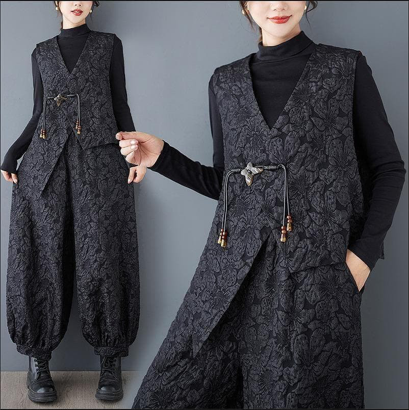 大きいサイズ レディース 秋冬　セットアップ　上下セット　春 新品 ベスト,