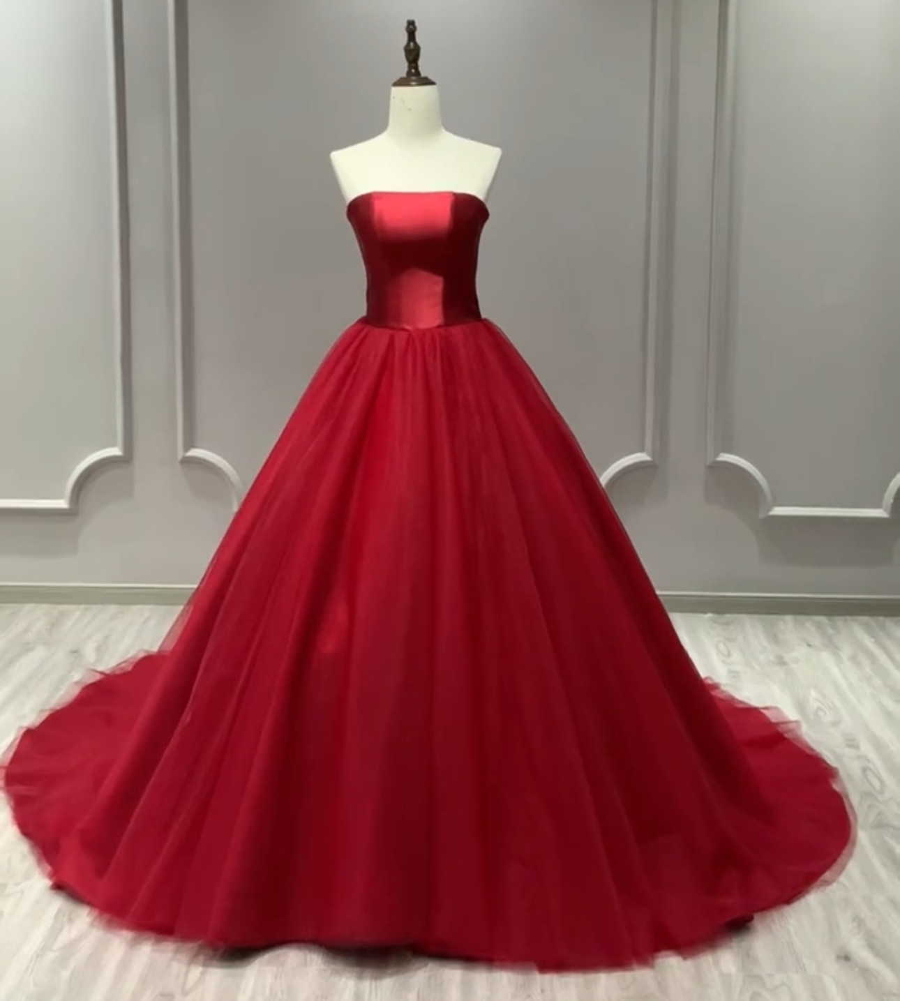 激安　赤カラー変更可能　高級サテン　チュール　光沢感　編み上げ　パーティー二次会前撮りシンプル　aライン細見えシルエット