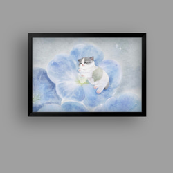 絵画。壁掛け絵原画手描き【ヨーロッパ風の椅子と白い猫】01 絵画