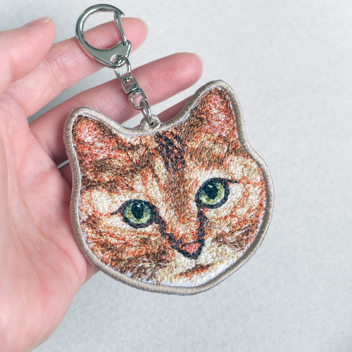 リアル刺繍キーホルダー 写真から作るうちの子刺繍 キーリング