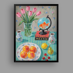 絵画 。壁掛け絵☆【きれいな女性ときれいな緑の植物】 絵画 アカザ麦