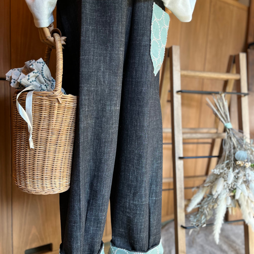 再販】ミナペルホネン「tambourine」切替デザインのナチュラルパンツ