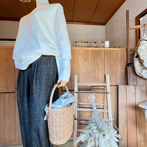 再販】ミナペルホネン「tambourine」切替デザインのナチュラルパンツ