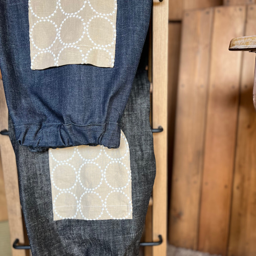 再販】ミナペルホネン「tambourine」切替デザインのナチュラルパンツ