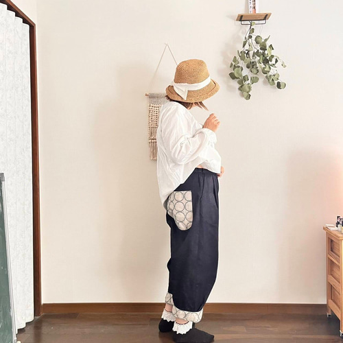 再販】ミナペルホネン「tambourine」切替デザインのナチュラルパンツ