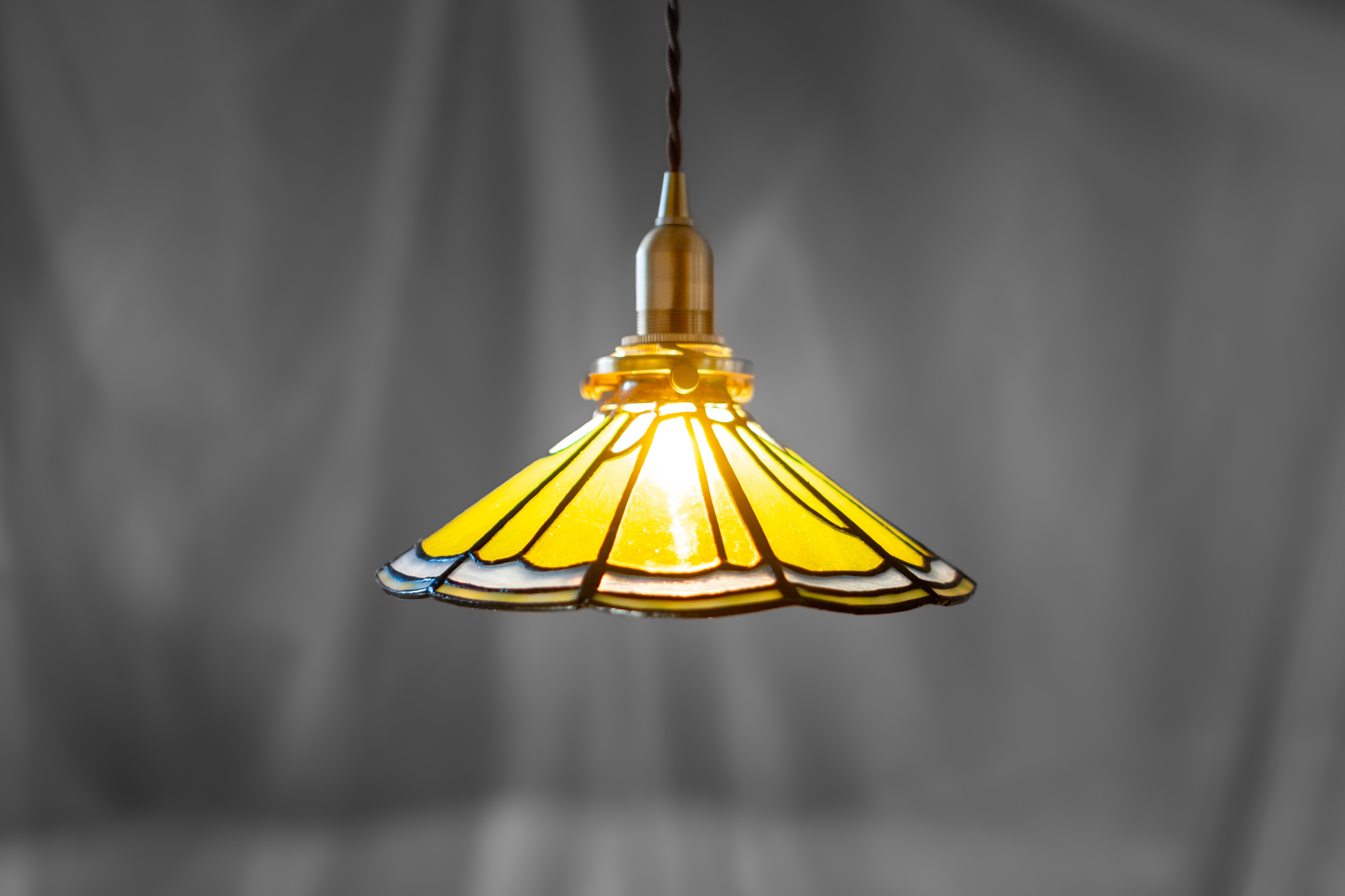 フラワーランプシェード　レモンデザイン　真鍮製灯具付き