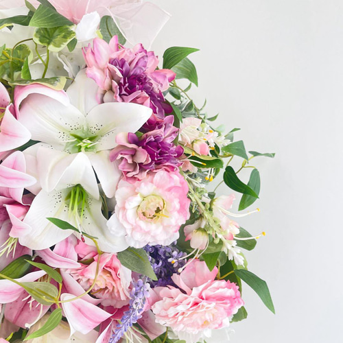 春色ラグジュアリースワッグ／百合の咲き誇る春リース 光触媒フラワー