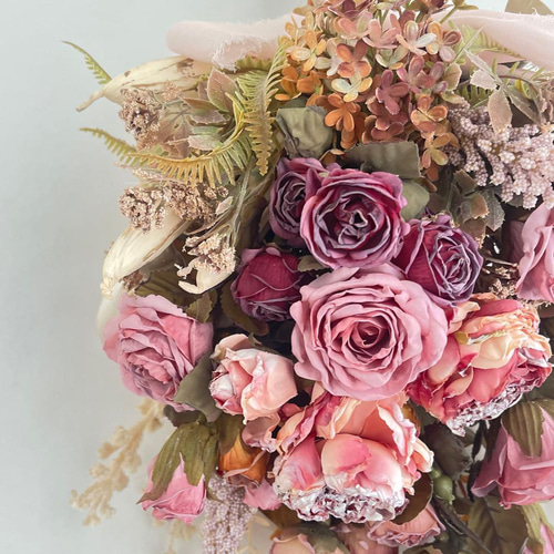 ドライフラワー風 光触媒 ローズスワッグ アンティークピンク ドライ