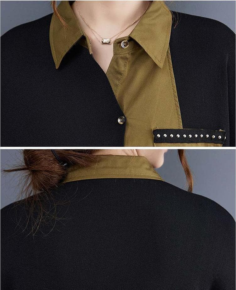 大きいサイズ レディース 秋　冬 トップス　シャツ　カーキ　新品 長袖　春ｊ