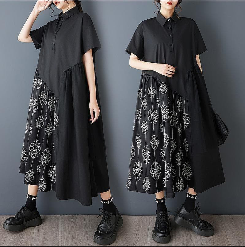 新品 春夏 レトロ ドレス 花柄　 痩せ見え ワンピース　半袖　シャツ 2w 4,844円