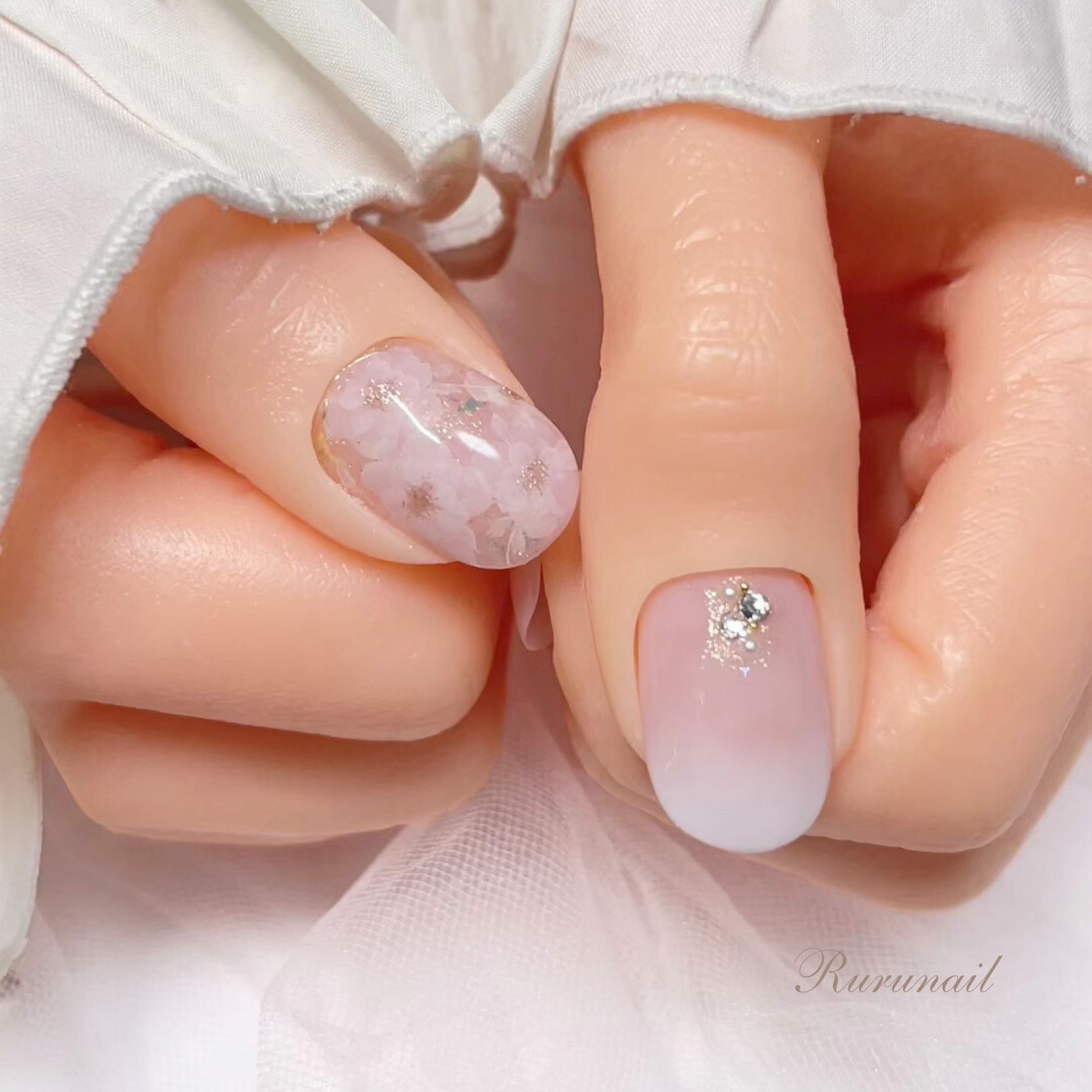 春のフラワーネイルチップ/桜/卒業/グラデーション150