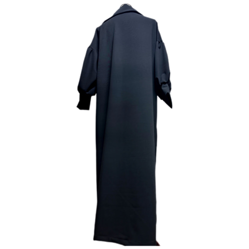 振袖 着物リメイク ドレス 和柄 ワンピース 黒×百合や牡丹や菊 ぽわん