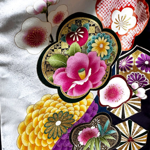 超ロング 振袖 着物リメイク ドレス 和柄 ワンピース ぽわん袖 変わり