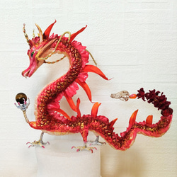 ルチルクォーツと金龍の置物 縁起物 オブジェ 龍神 その他インテリア