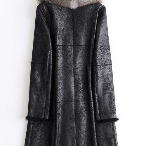 ☆豪華シルバーフォックス襟付き☆Wフェイスのレッキスロングコート