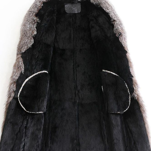 ☆豪華シルバーフォックス襟付き☆Wフェイスのレッキスロングコート