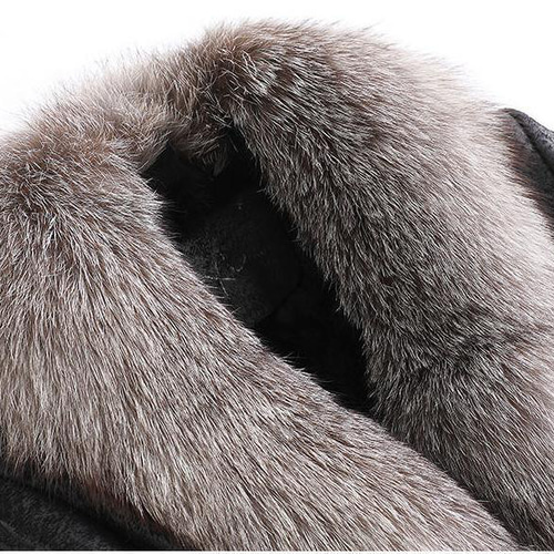 ☆豪華シルバーフォックス襟付き☆Wフェイスのレッキスロングコート