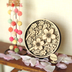 組子アートパネル 【組子色彩葉 桜】 和風アート インテリア 伝統工芸