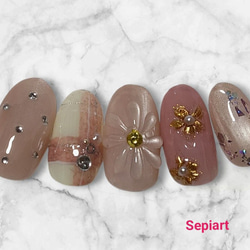 No750/ジェルネイル~ネイルチップ☆付け爪~3D桜×シアーピンク☆春