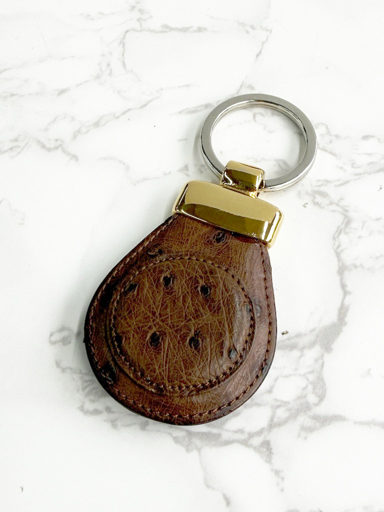 日本製　クライン・カルー　オーストリッチ　キーホルダー　キーリング　エキゾチックレザー