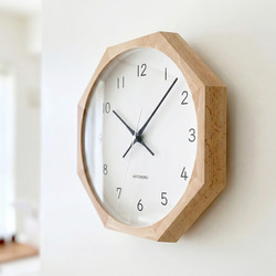 KATOMOKU muku clock 13 八角形 ナチュラル km-104NA8 掛け時計 木製 静か 7枚目の画像