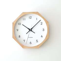 KATOMOKU muku clock 13 八角形 ナチュラル km-104NA8 掛け時計 木製 静か 6枚目の画像