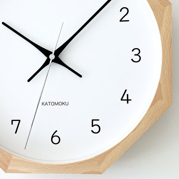 KATOMOKU muku clock 13 八角形 ナチュラル km-104NA8 掛け時計 木製 静か 9枚目の画像