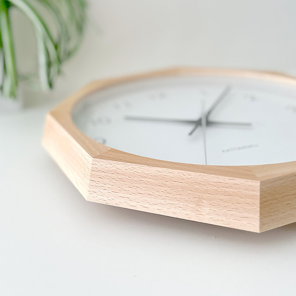 KATOMOKU muku clock 13 八角形 ナチュラル km-104NA8 掛け時計 木製 静か 8枚目の画像